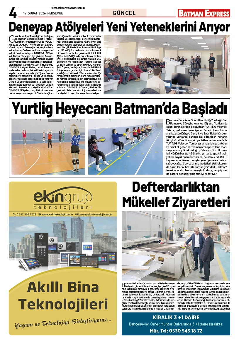 19 ŞUBAT 2026 PERŞEMBE