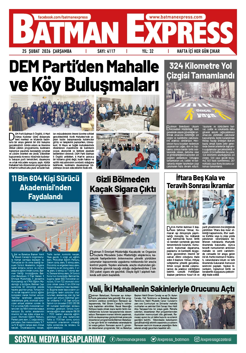 25 ŞUBAT 2026 ÇARŞAMBA