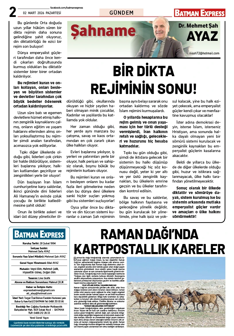 02 MART 2026 PAZARTESİ