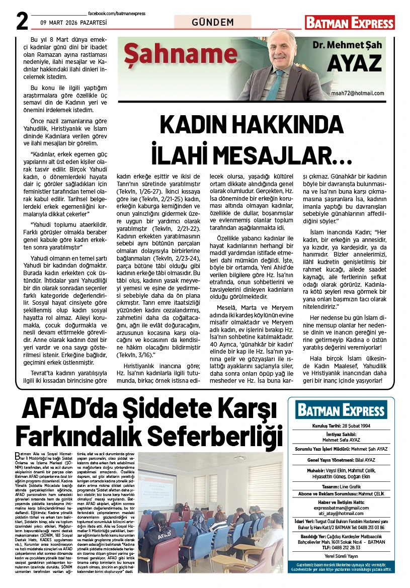 09 MART 2026 PAZARTESİ