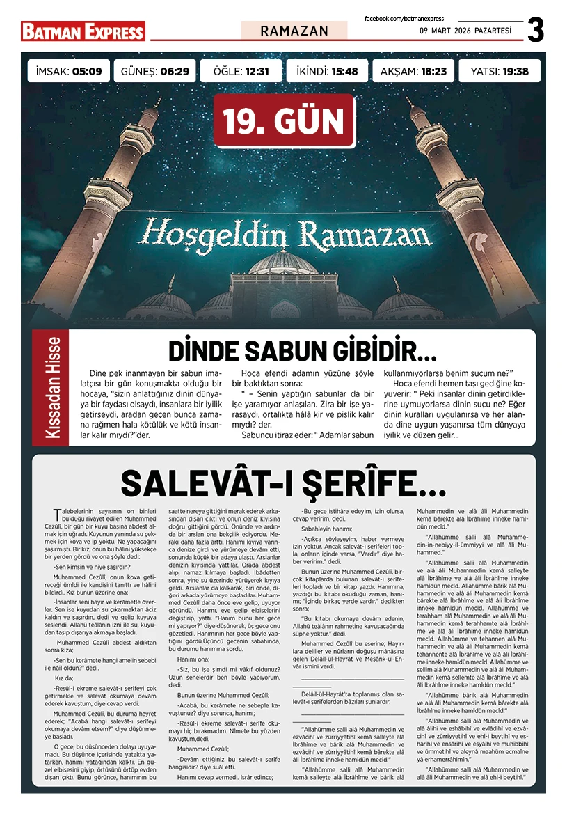 09 MART 2026 PAZARTESİ