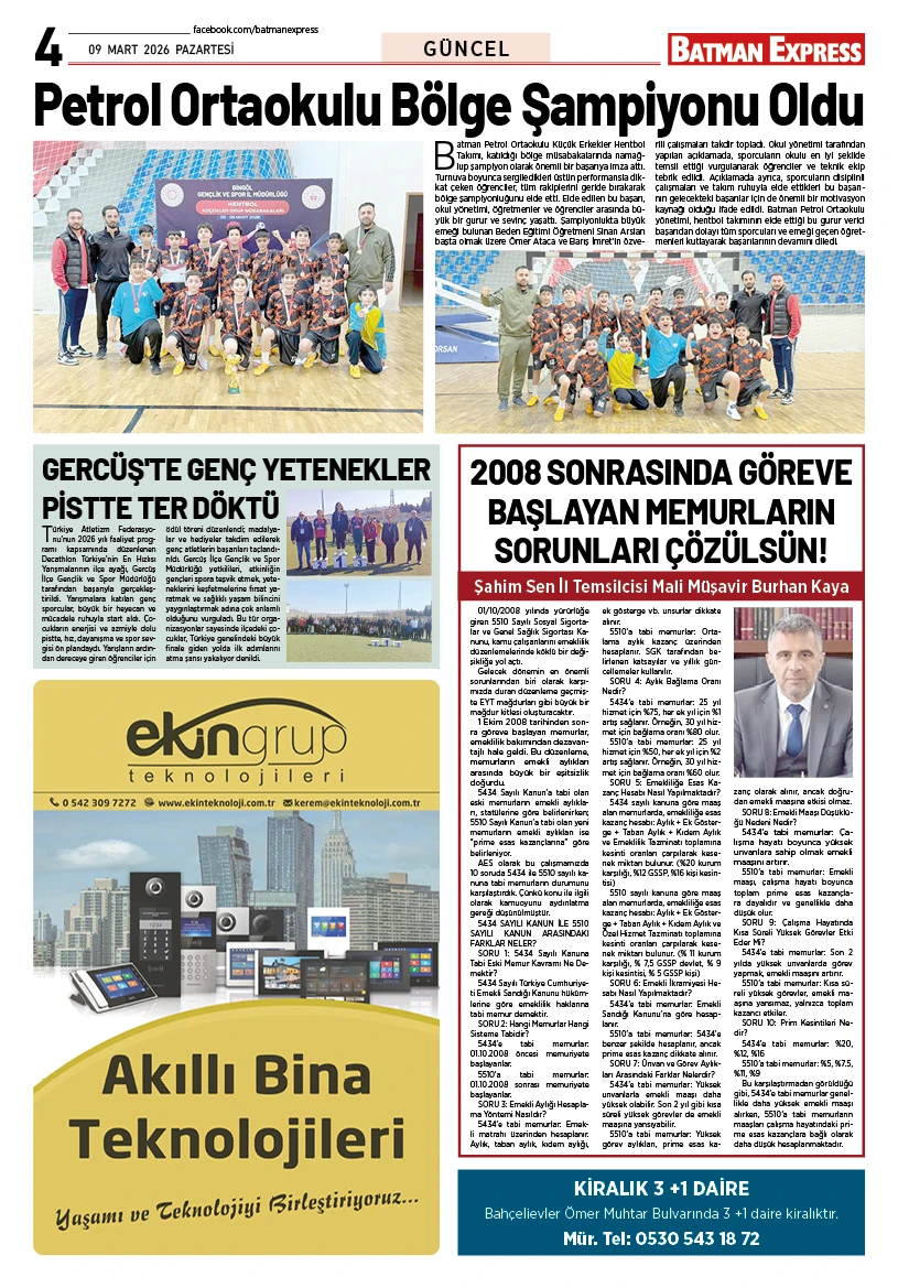 09 MART 2026 PAZARTESİ