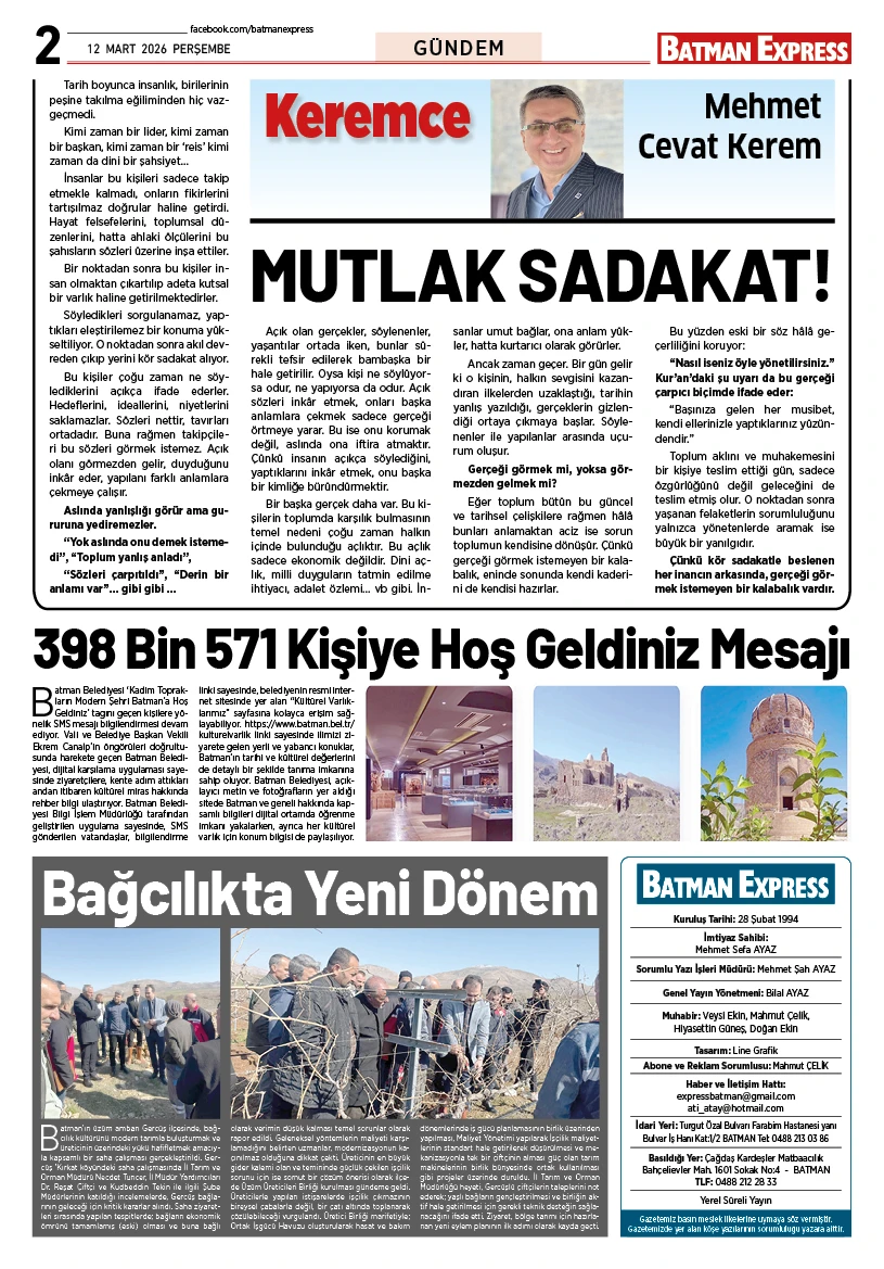 12 MART 2026 PERŞEMBE