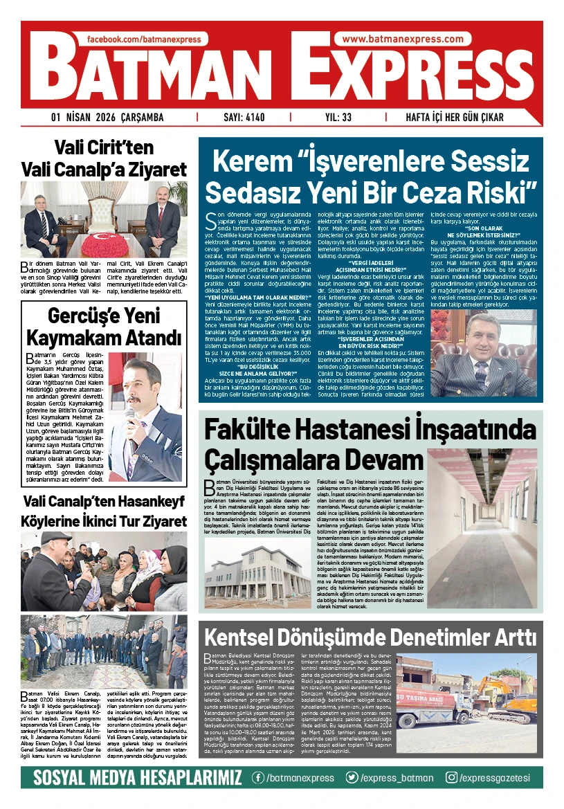 01 NİSAN 2026 ÇARŞAMBA