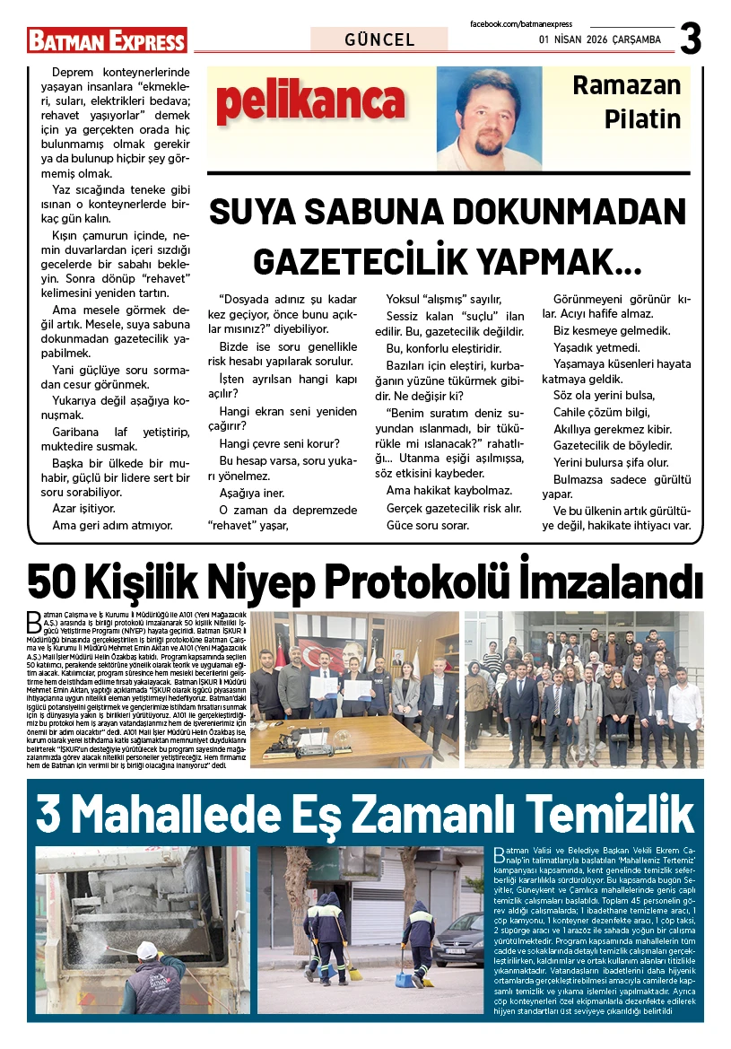 01 NİSAN 2026 ÇARŞAMBA