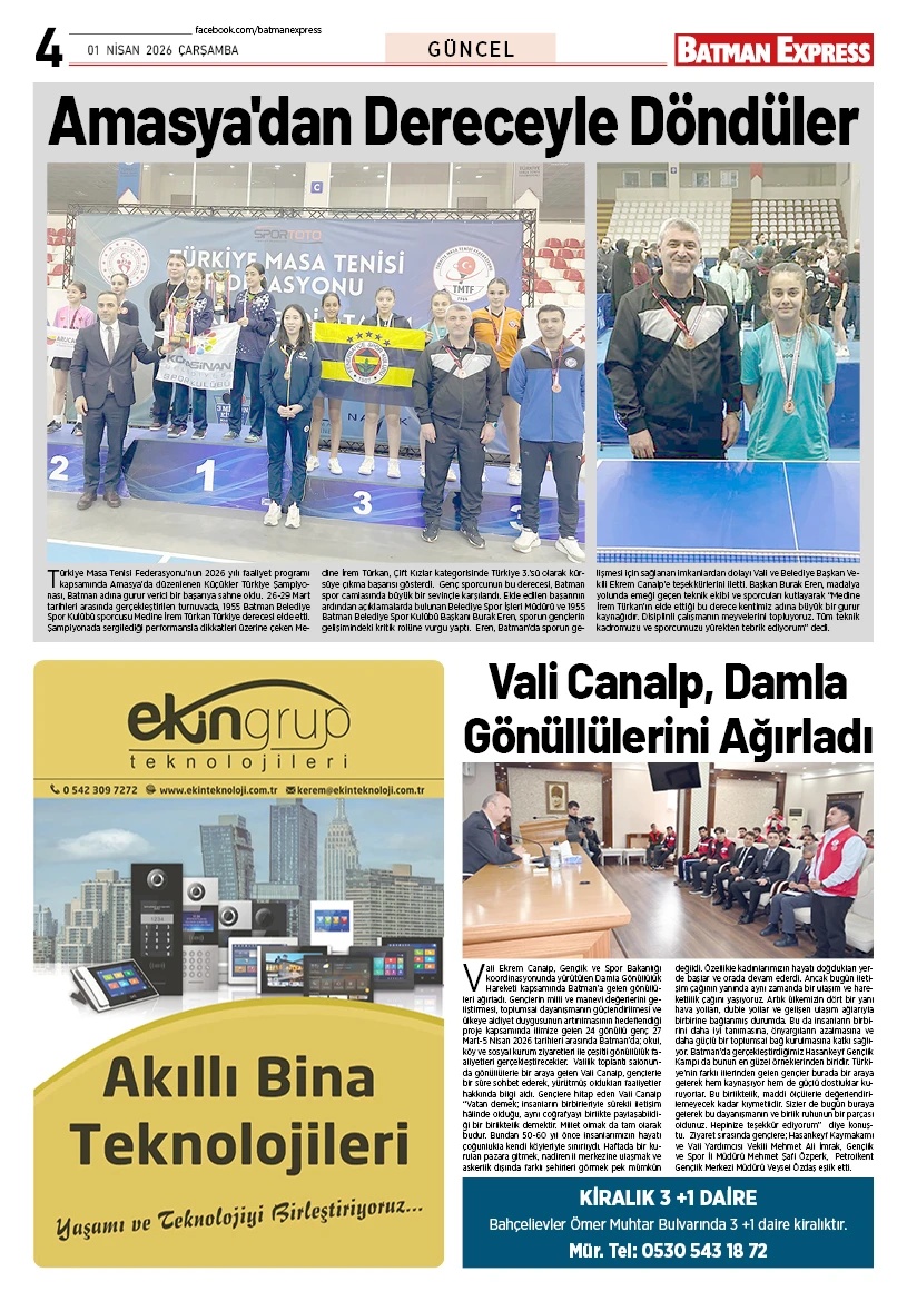 01 NİSAN 2026 ÇARŞAMBA