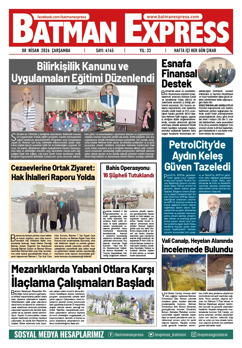 08 NİSAN 2026 &Ccedil;ARŞAMBA