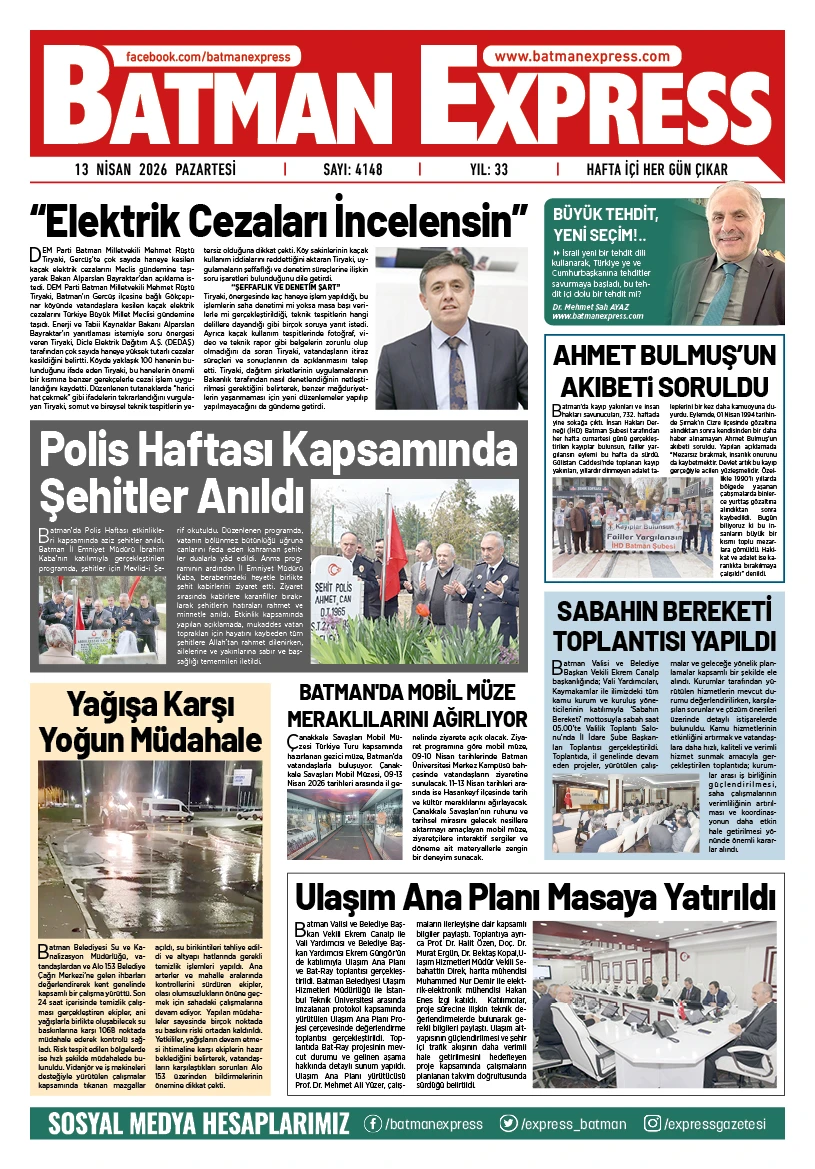 13 NİSAN 2026 PAZARTESİ