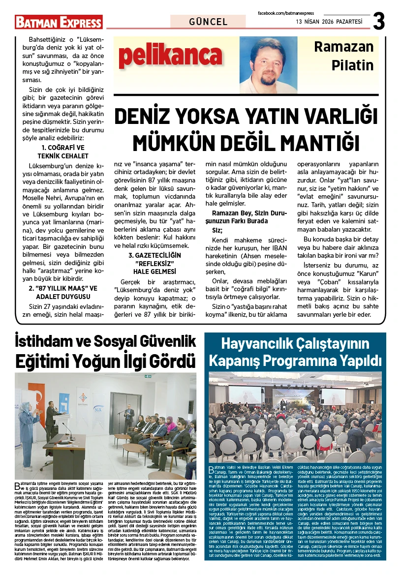 13 NİSAN 2026 PAZARTESİ