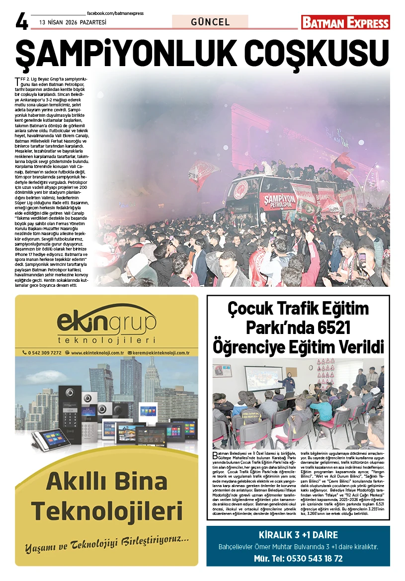 13 NİSAN 2026 PAZARTESİ