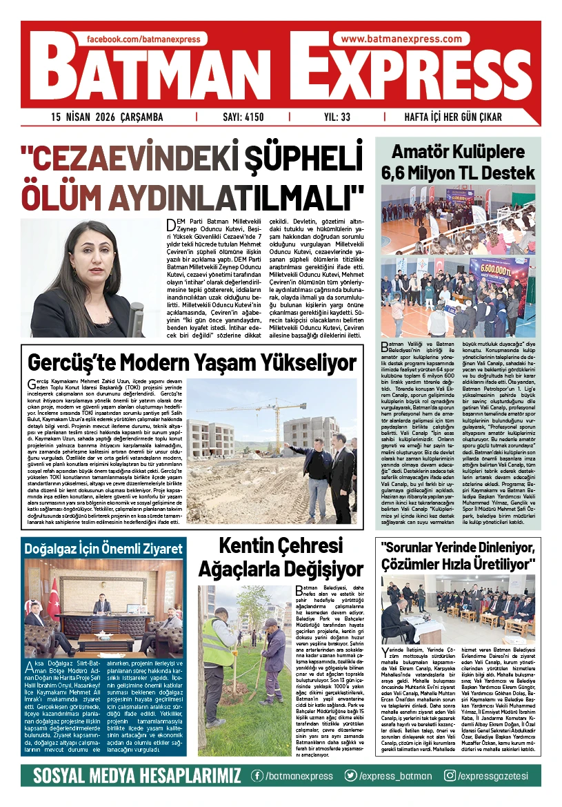 15 NİSAN 2026 &Ccedil;ARŞAMBA