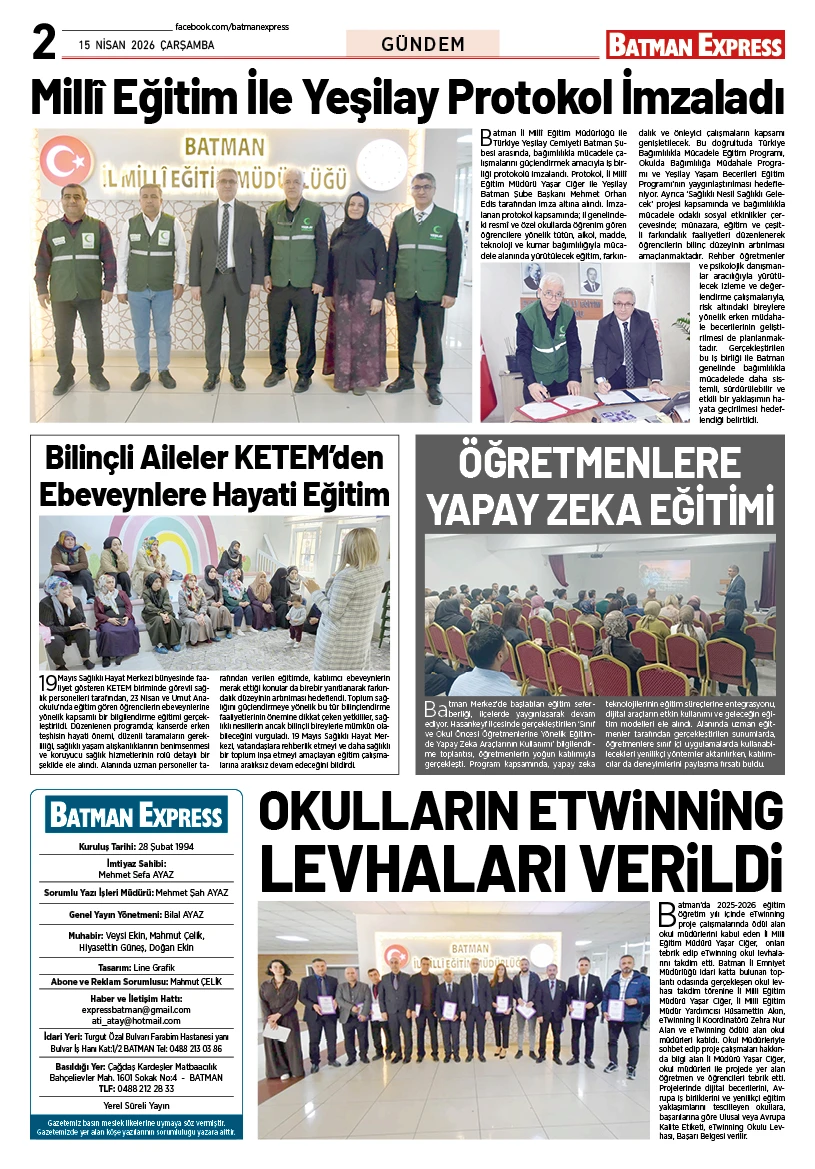 15 NİSAN 2026 ÇARŞAMBA