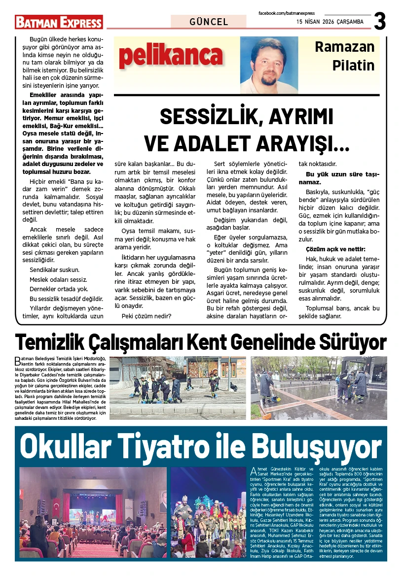 15 NİSAN 2026 ÇARŞAMBA