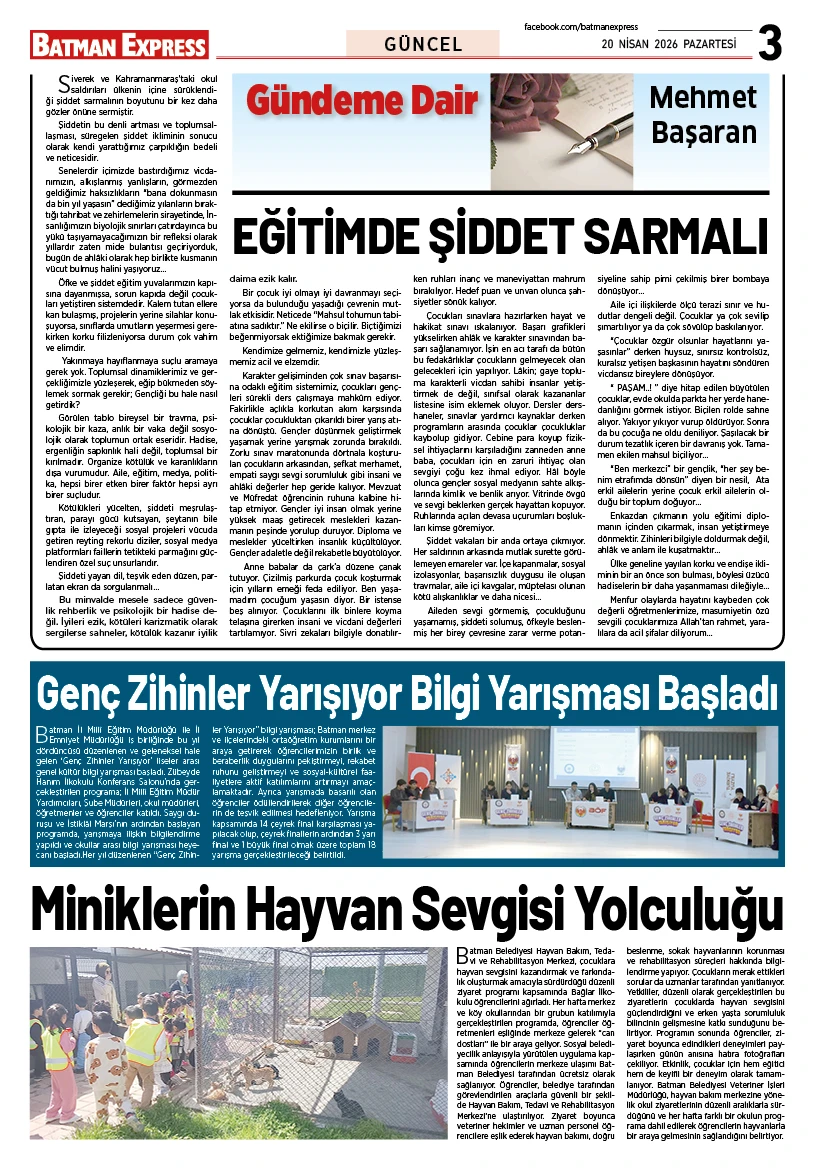 20 NİSAN 2026 PAZARTESİ