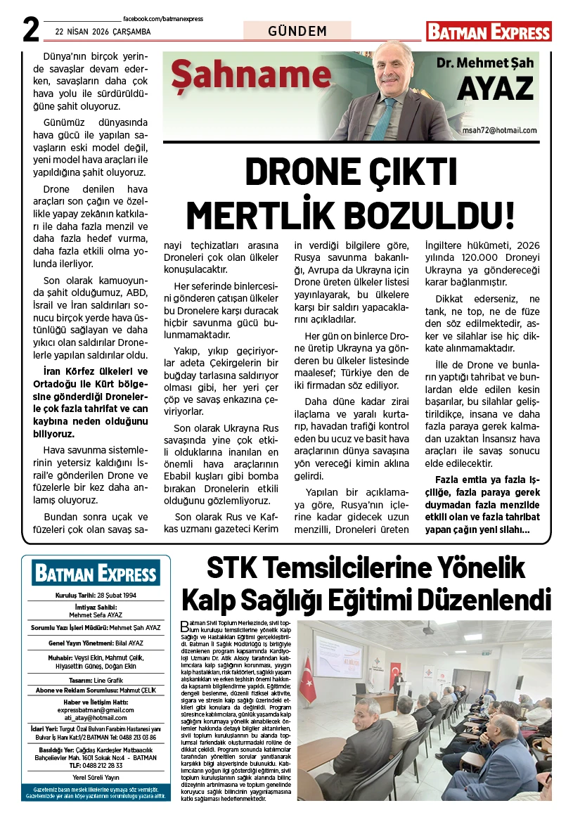 22 NİSAN 2026 ÇARŞAMBA