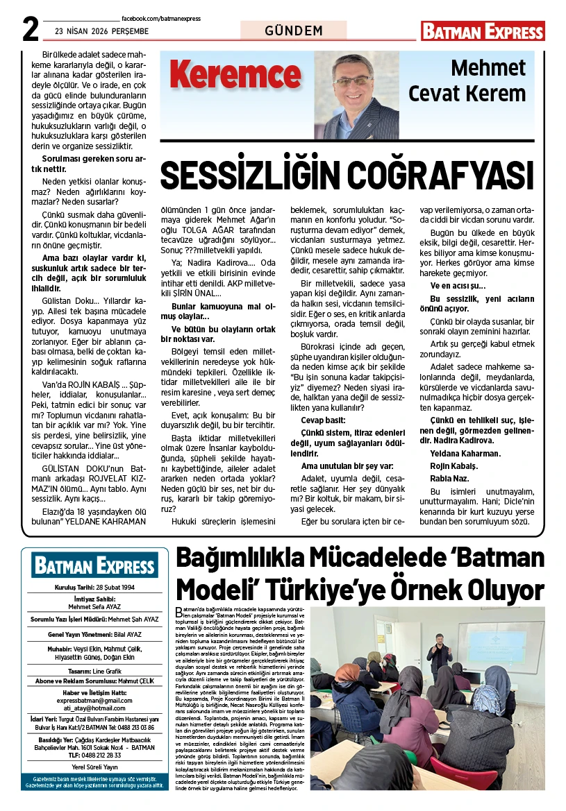 23 NİSAN 2026 PERŞEMBE