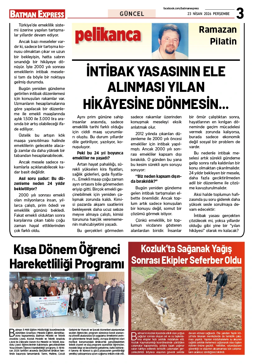 23 NİSAN 2026 PERŞEMBE