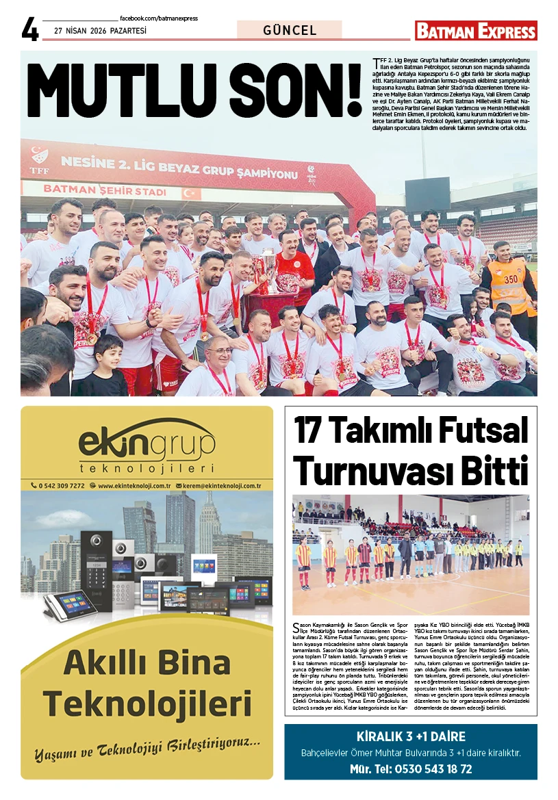 27 NİSAN 2026 PAZARTESİ