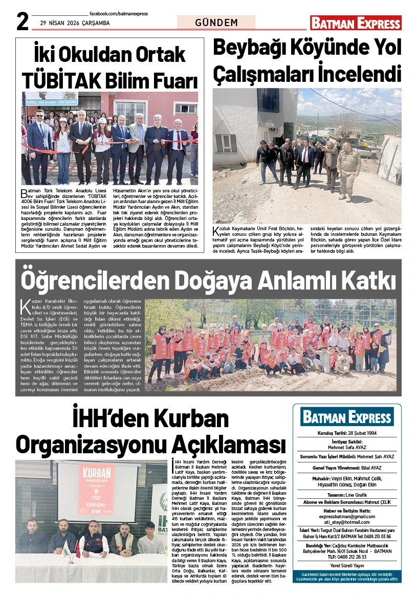 29 NİSAN 2026 ÇARŞAMBA