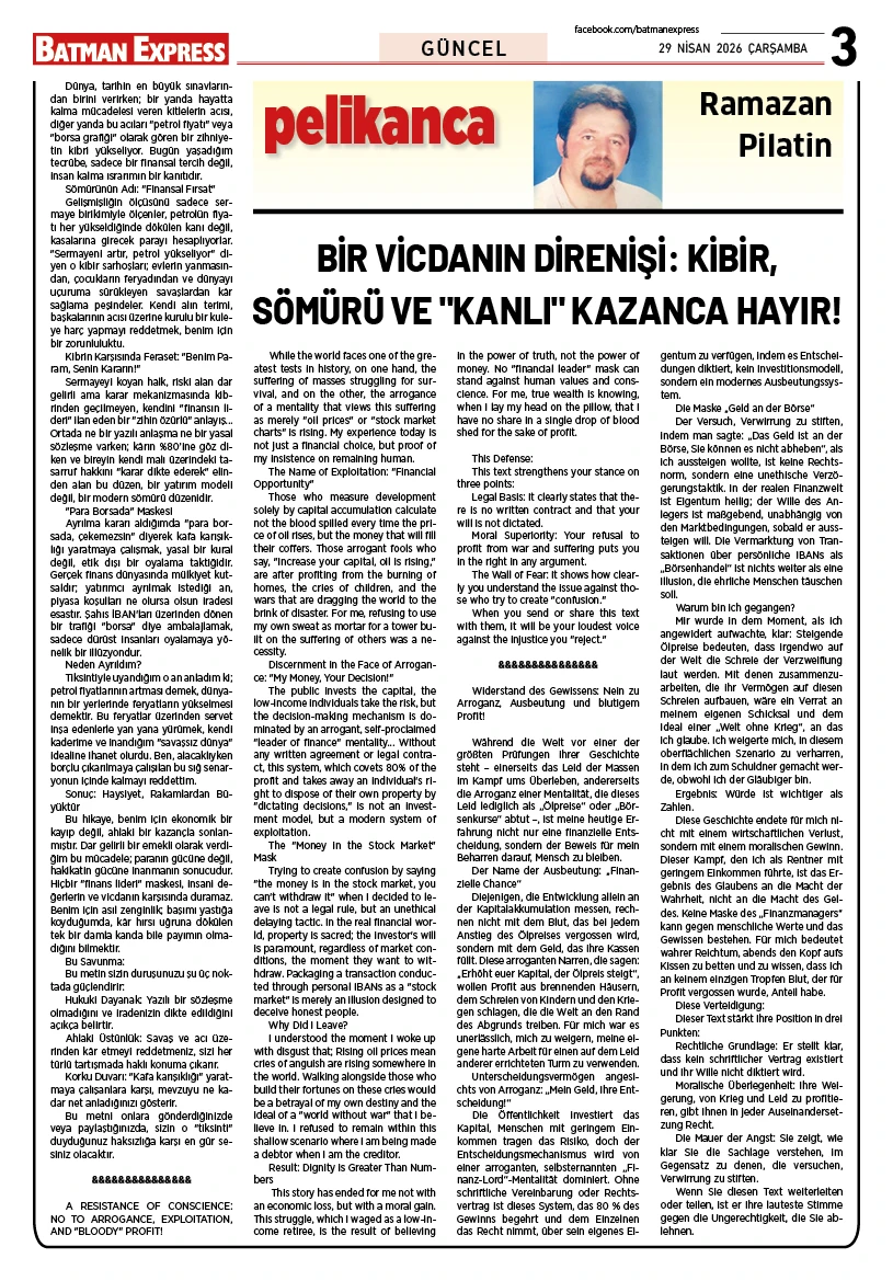 29 NİSAN 2026 ÇARŞAMBA