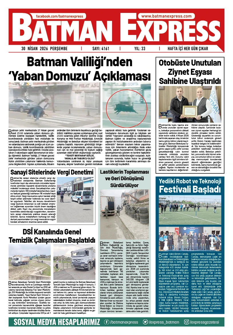 30 NİSAN 2026 PERŞEMBE