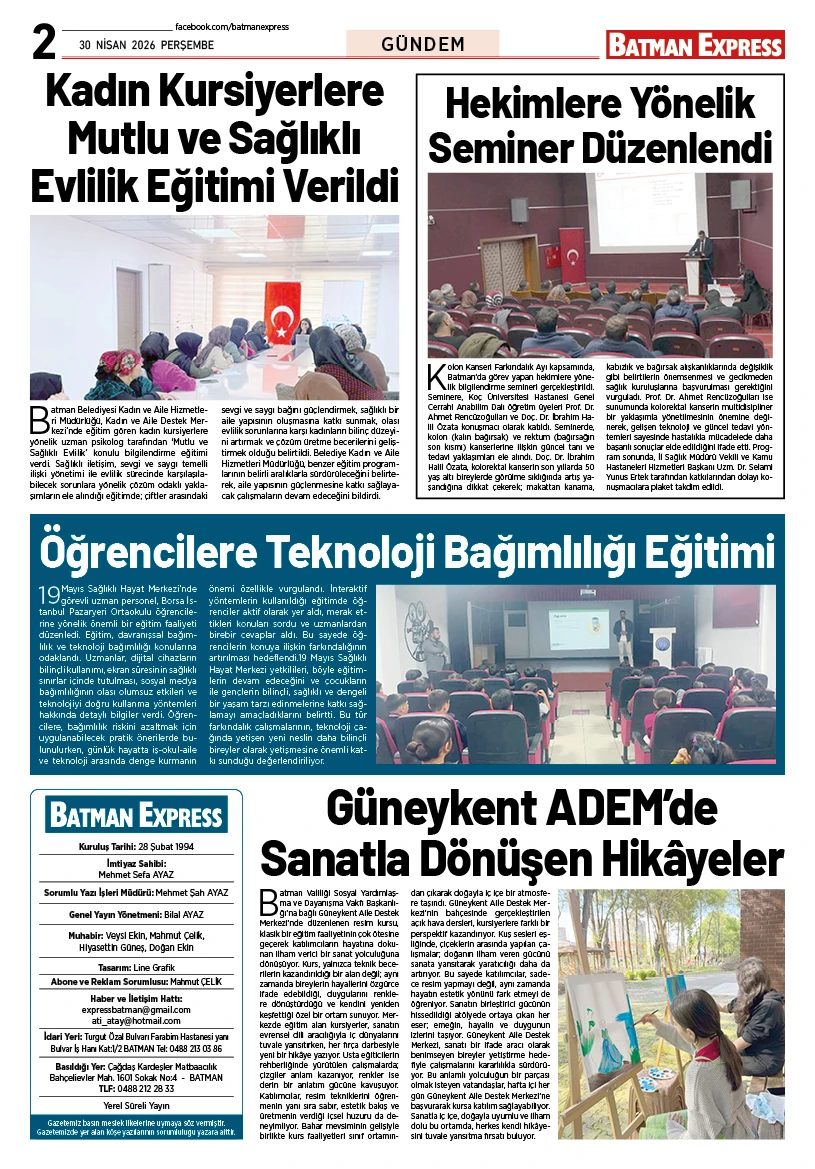 30 NİSAN 2026 PERŞEMBE