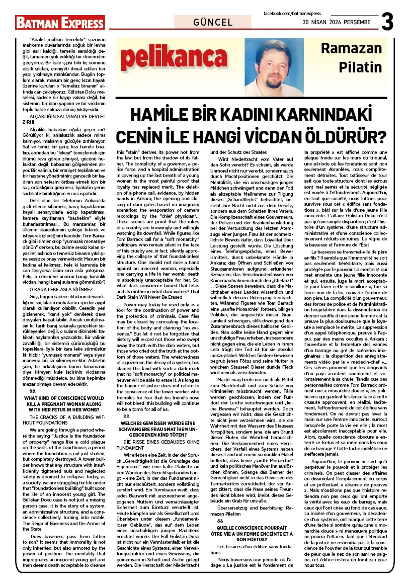 30 NİSAN 2026 PERŞEMBE