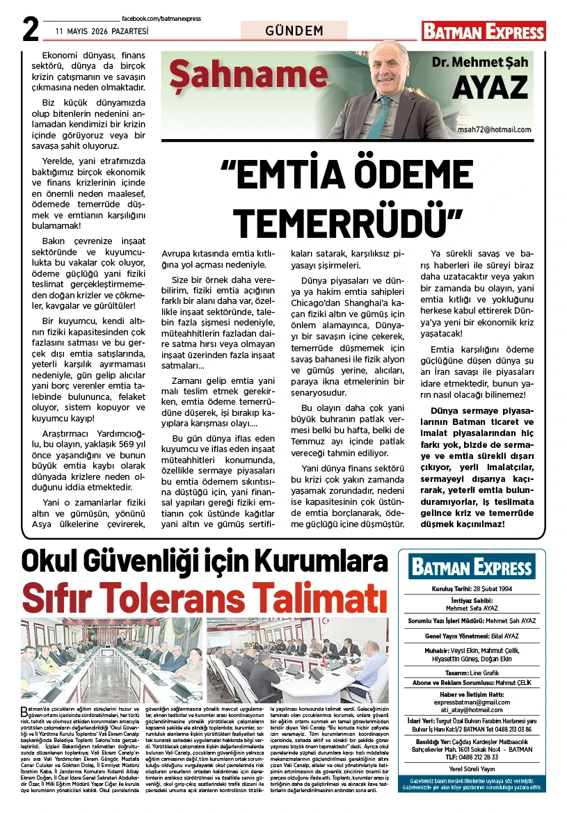 11 MAYIS 2026 PAZARTESİ