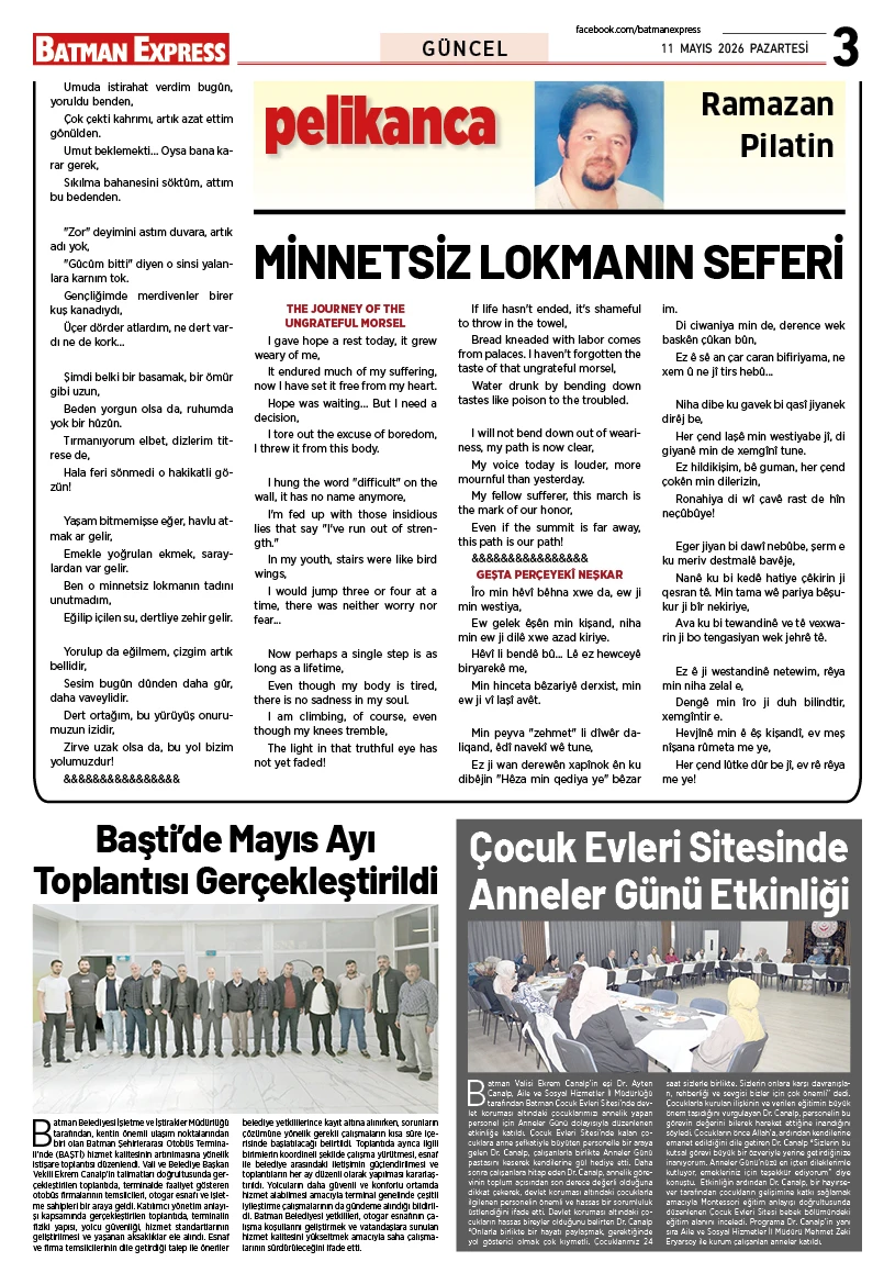 11 MAYIS 2026 PAZARTESİ