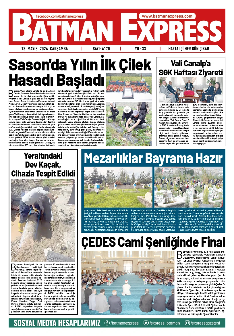 13 MAYIS 2026 &Ccedil;ARŞAMBA