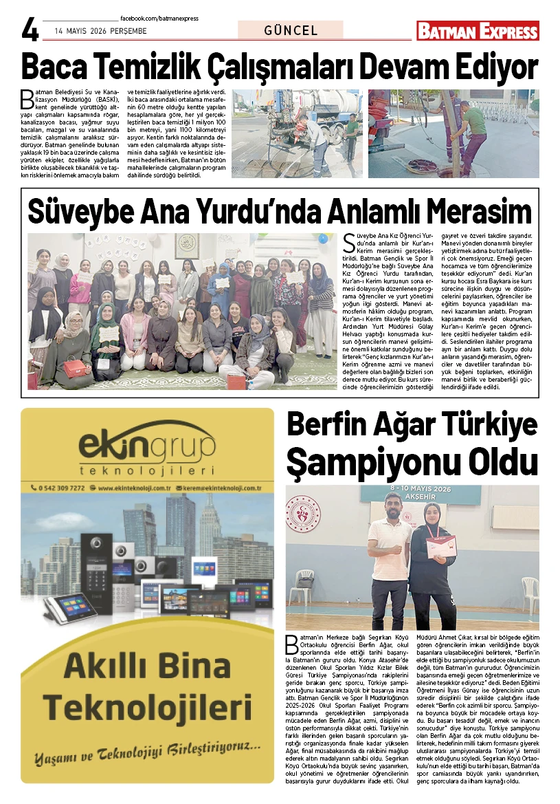 14 MAYIS 2026 PERŞEMBE