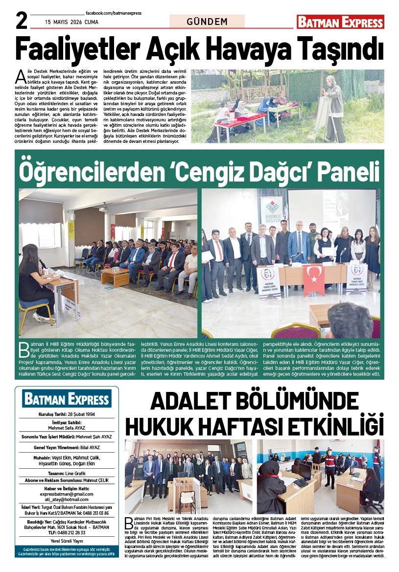 15 MAYIS 2026 CUMA