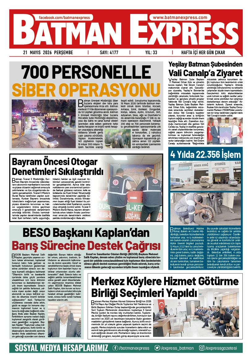 21 MAYIS 2026 PERŞEMBE