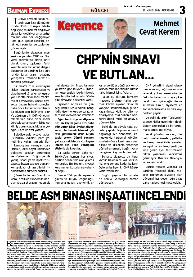 21 MAYIS 2026 PERŞEMBE