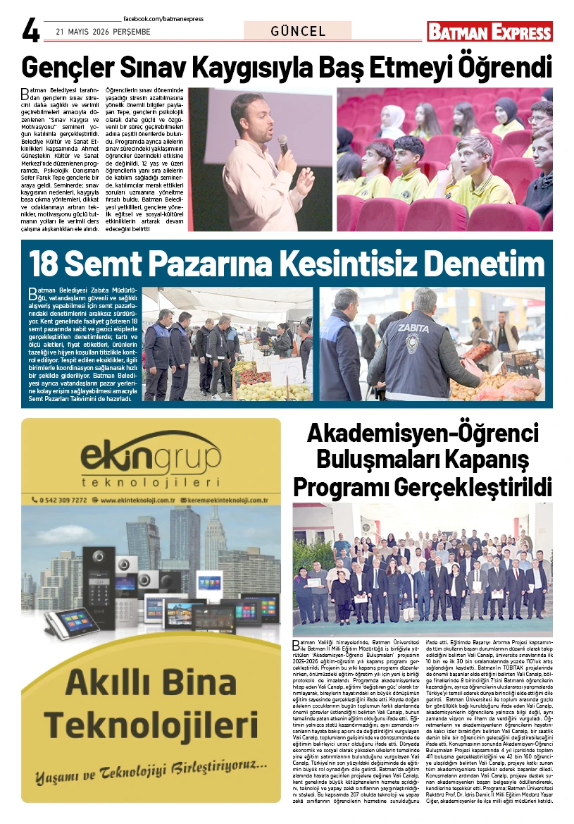 21 MAYIS 2026 PERŞEMBE