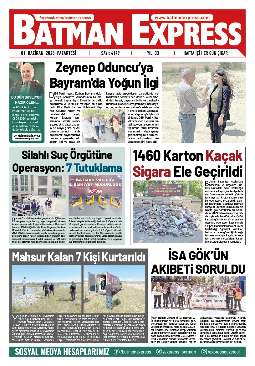 01 HAZİRAN 2026 PAZARTESİ