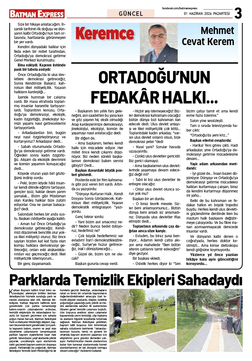 01 HAZİRAN 2026 PAZARTESİ
