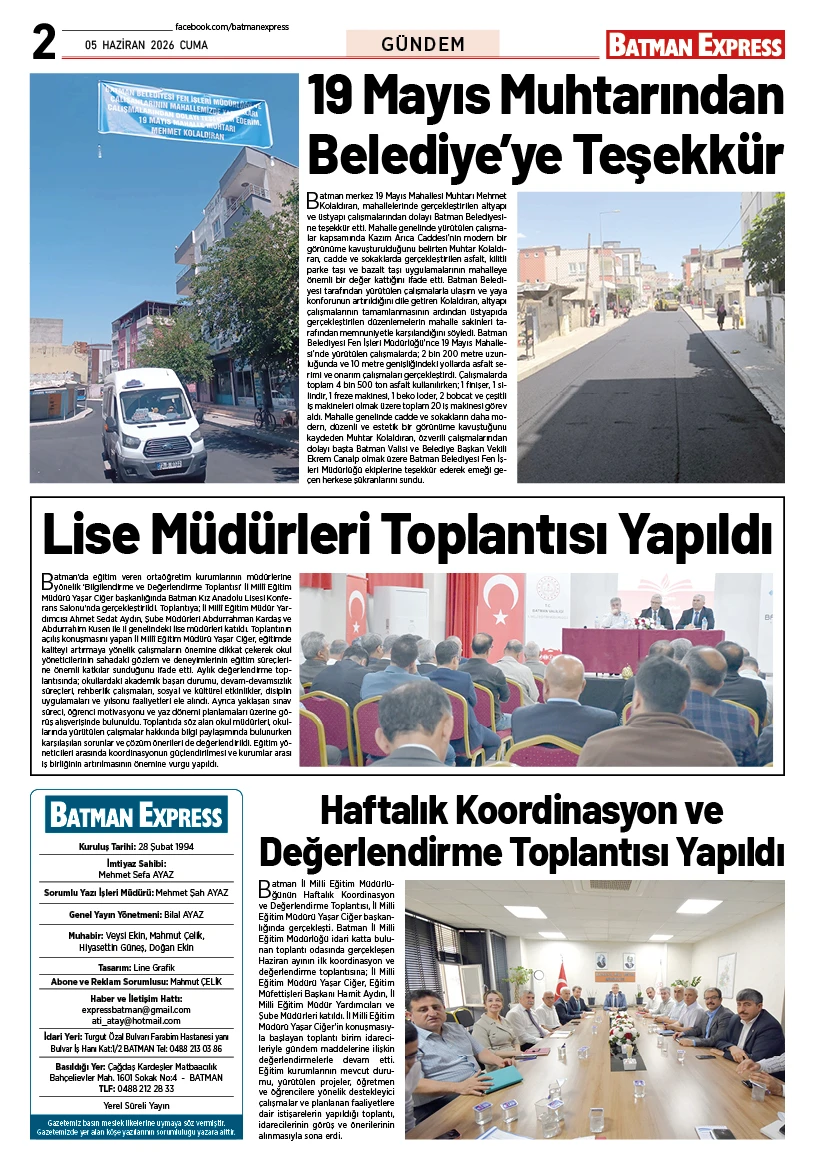 05 HAZİRAN 2026 CUMA