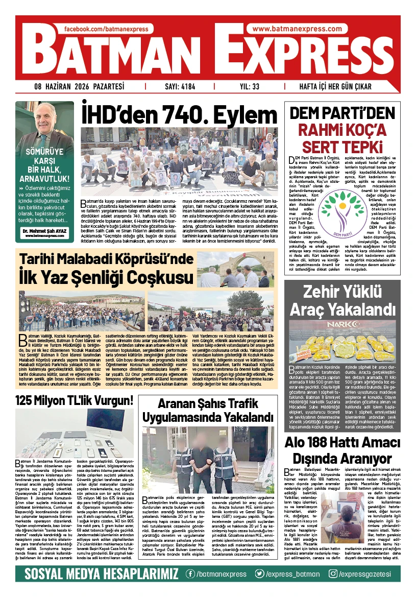 08 HAZİRAN 2026 PAZARTESİ