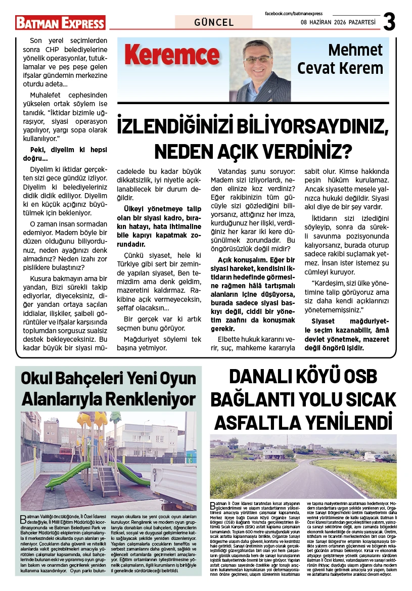 08 HAZİRAN 2026 PAZARTESİ