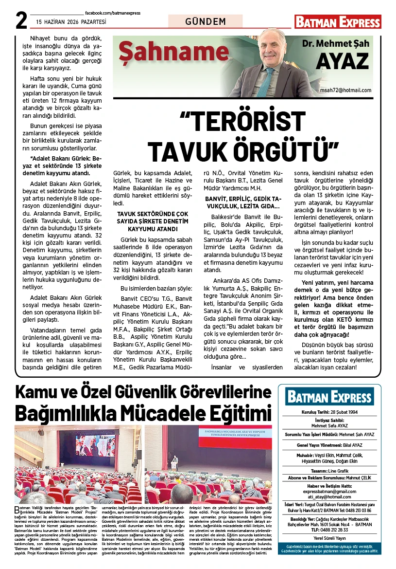 15 HAZİRAN 2026 PAZARTESİ