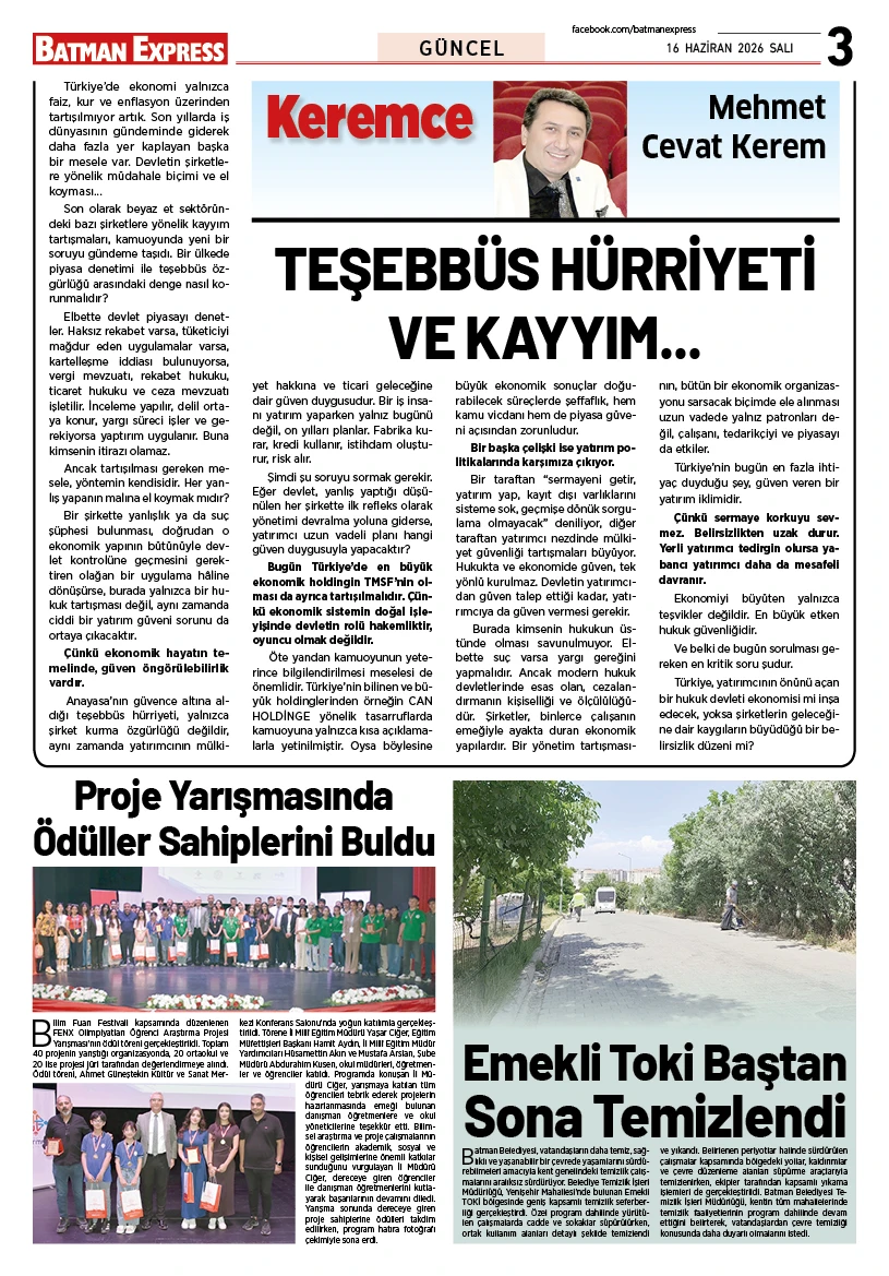 16 HAZİRAN 2026 SALI