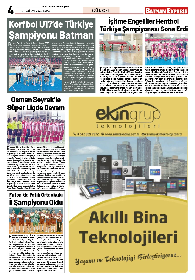 19 HAZİRAN 2026 CUMA