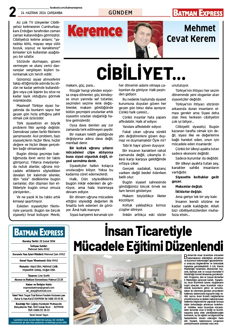 24 HAZİRAN 2026 ÇARŞAMBA