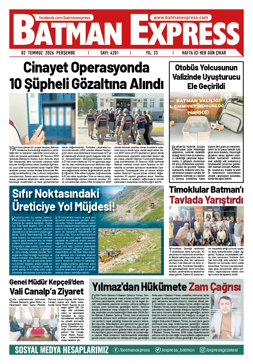 02 TEMMUZ 2026 PERŞEMBE