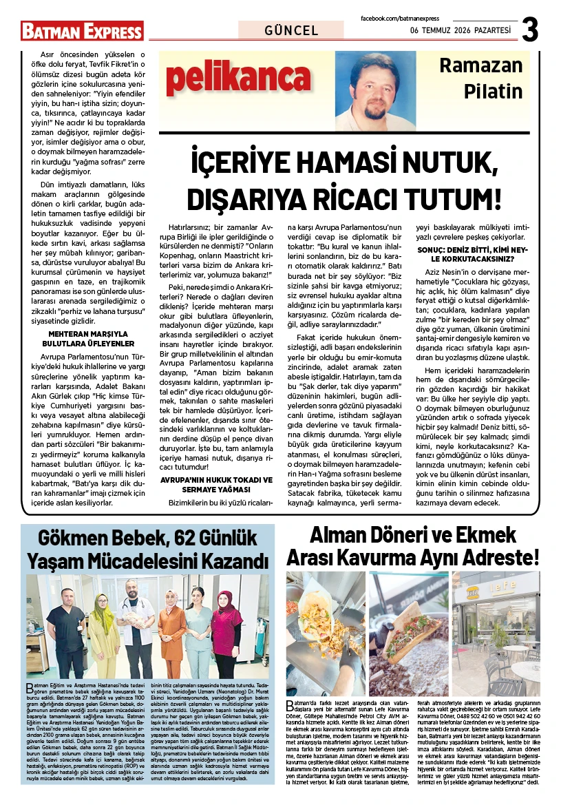 06 TEMMUZ 2026 PAZARTESİ
