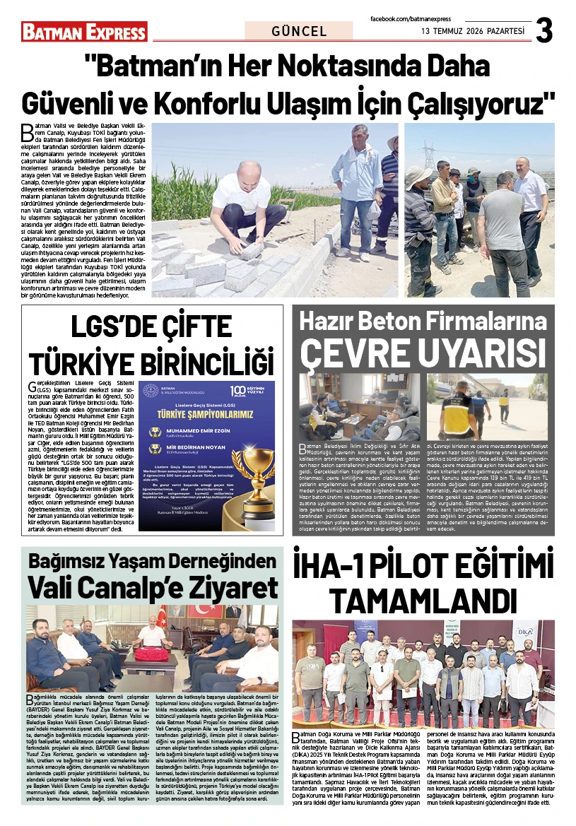 13 TEMMUZ 2026 PAZARTESİ