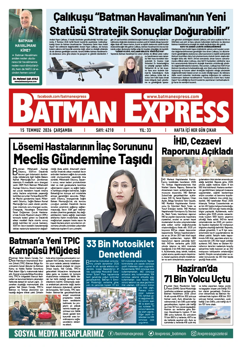 15 TEMMUZ 2026 ÇARŞAMBA