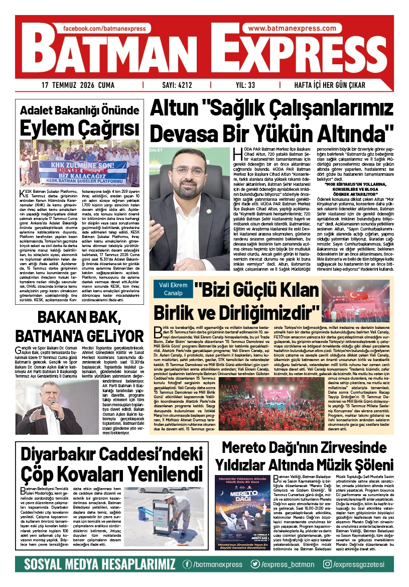 17 TEMMUZ 2026 CUMA