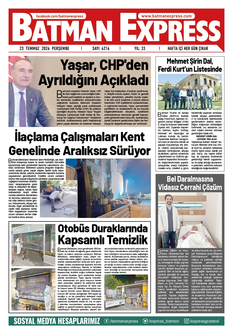23 TEMMUZ 2026 PERŞEMBE